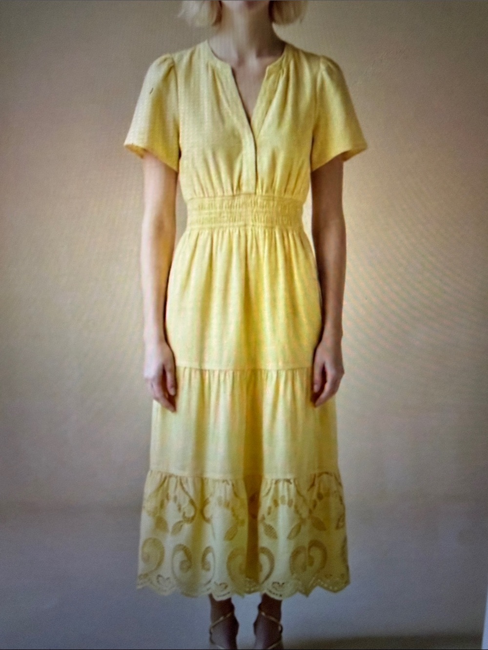 Haute Hippie Lemon Eyelet Tiered midday/maxi Dress